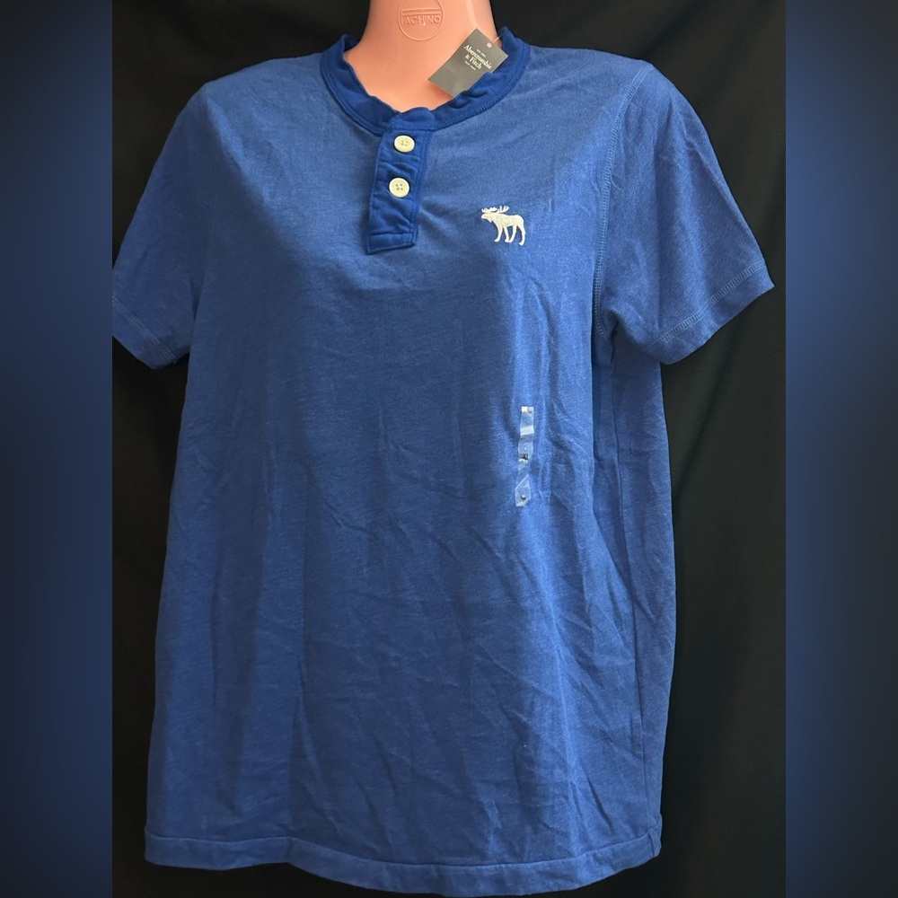 Abercrombie & Fitch Men’s Blue Short-Sleeve Henley Shirt SZ XL NWT